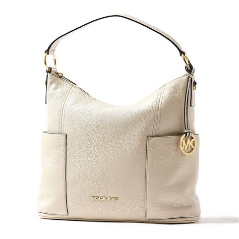 Michael Kors Anita Large Pearl Grey Leather Convertible 